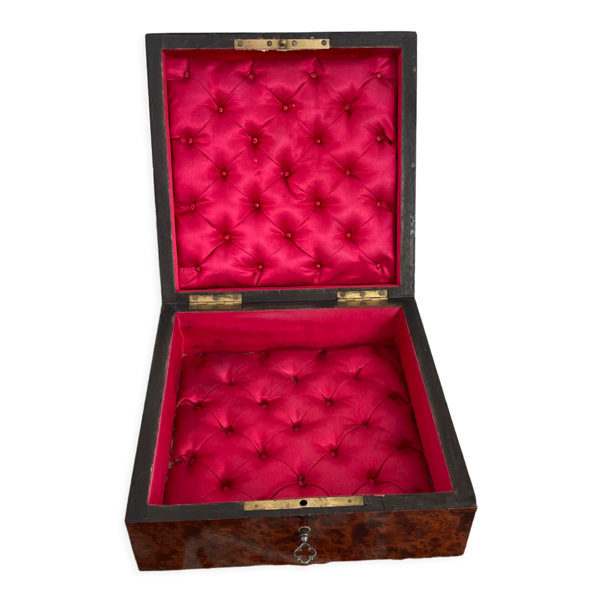 Jewelry box, Napoleon III, nineteenth century, cedar magnifying glass, rosewood, brass