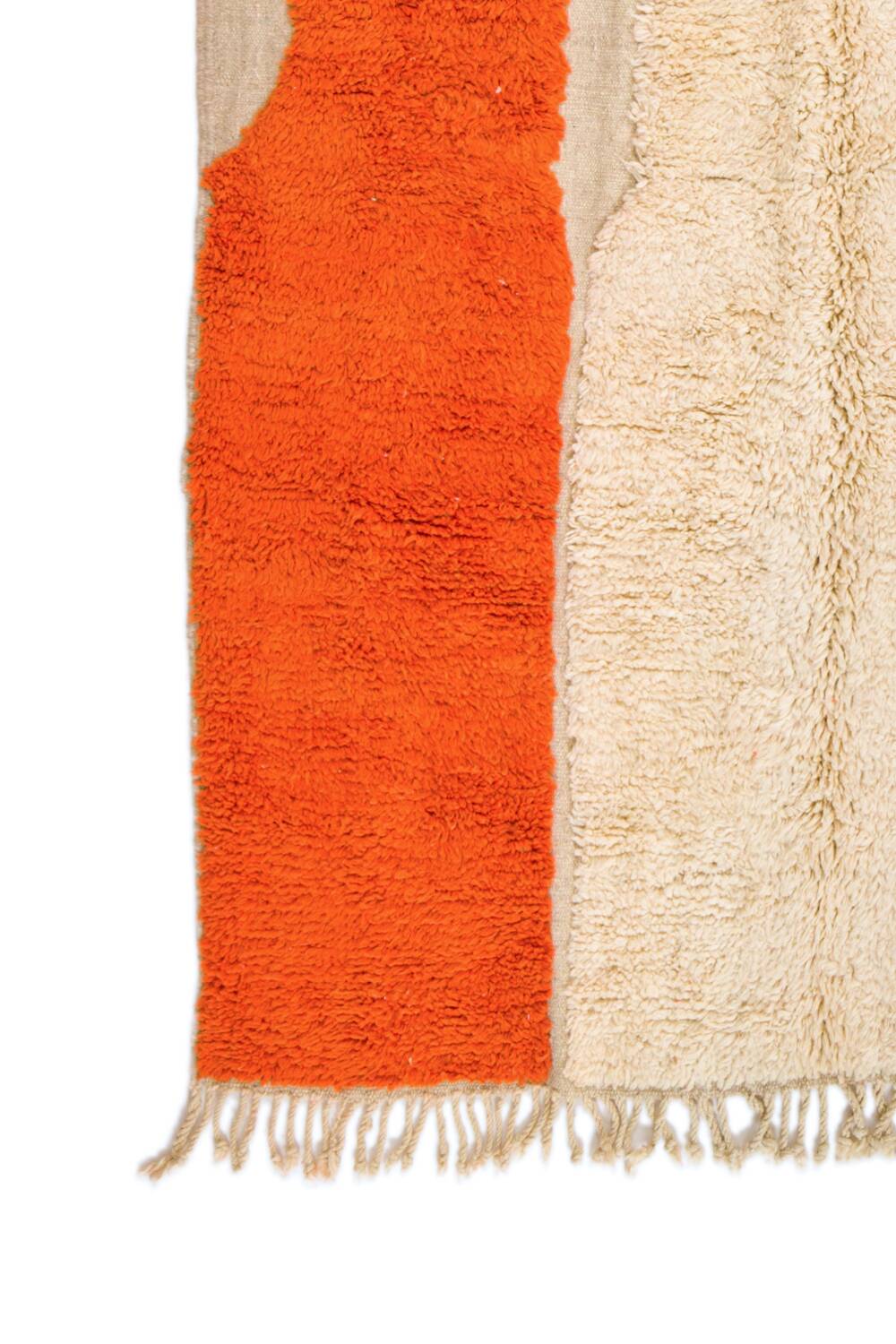 Modern relief orange and white Moroccan Berber rug