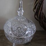 Cut glass sugar bowl on a stand