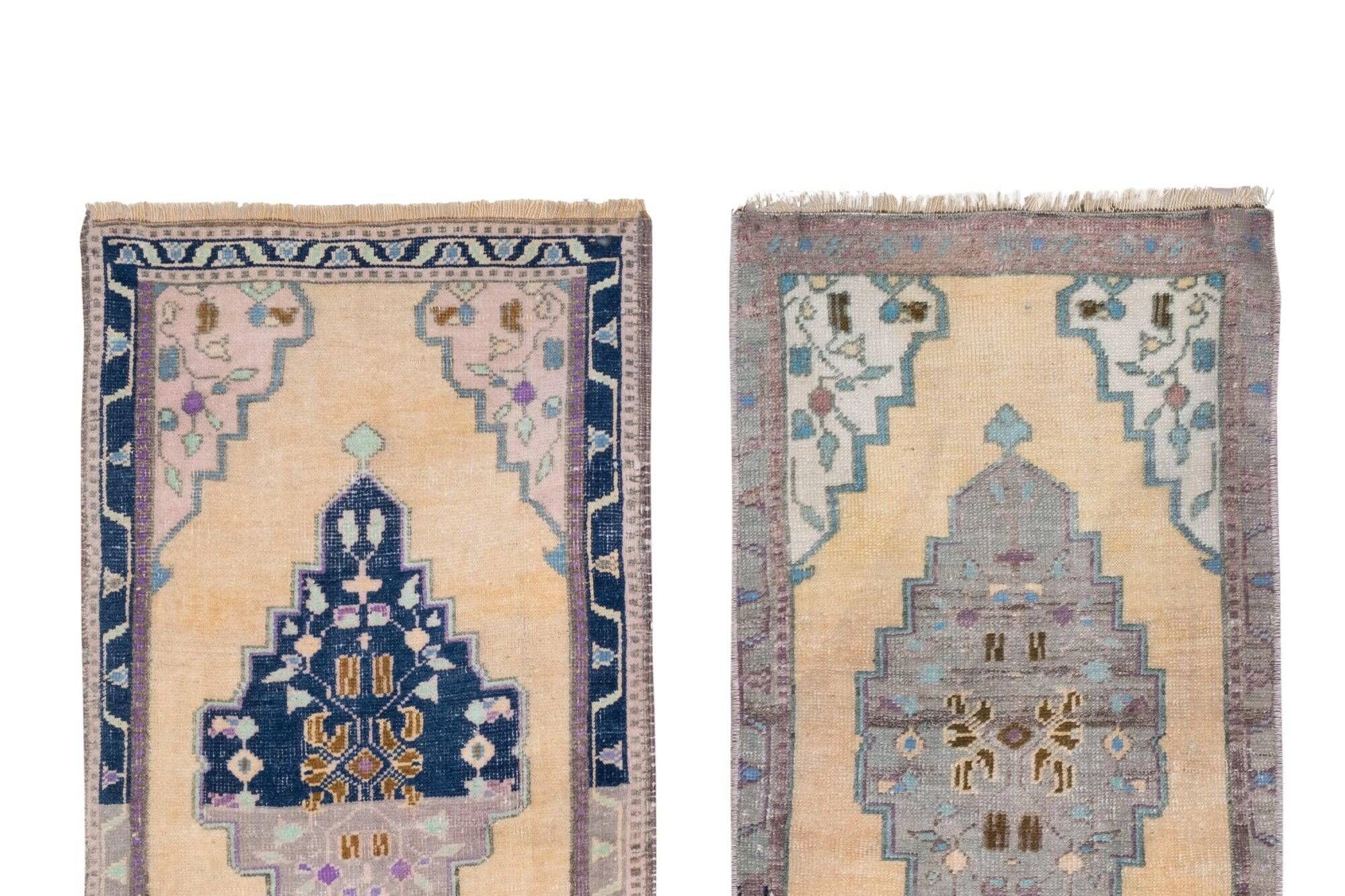 Set of 2 vintage handmade Turkish rugs 50x100 cm