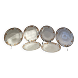 Series of 6 Saint Amand Ceranord soup plates, ocher and green pattern France