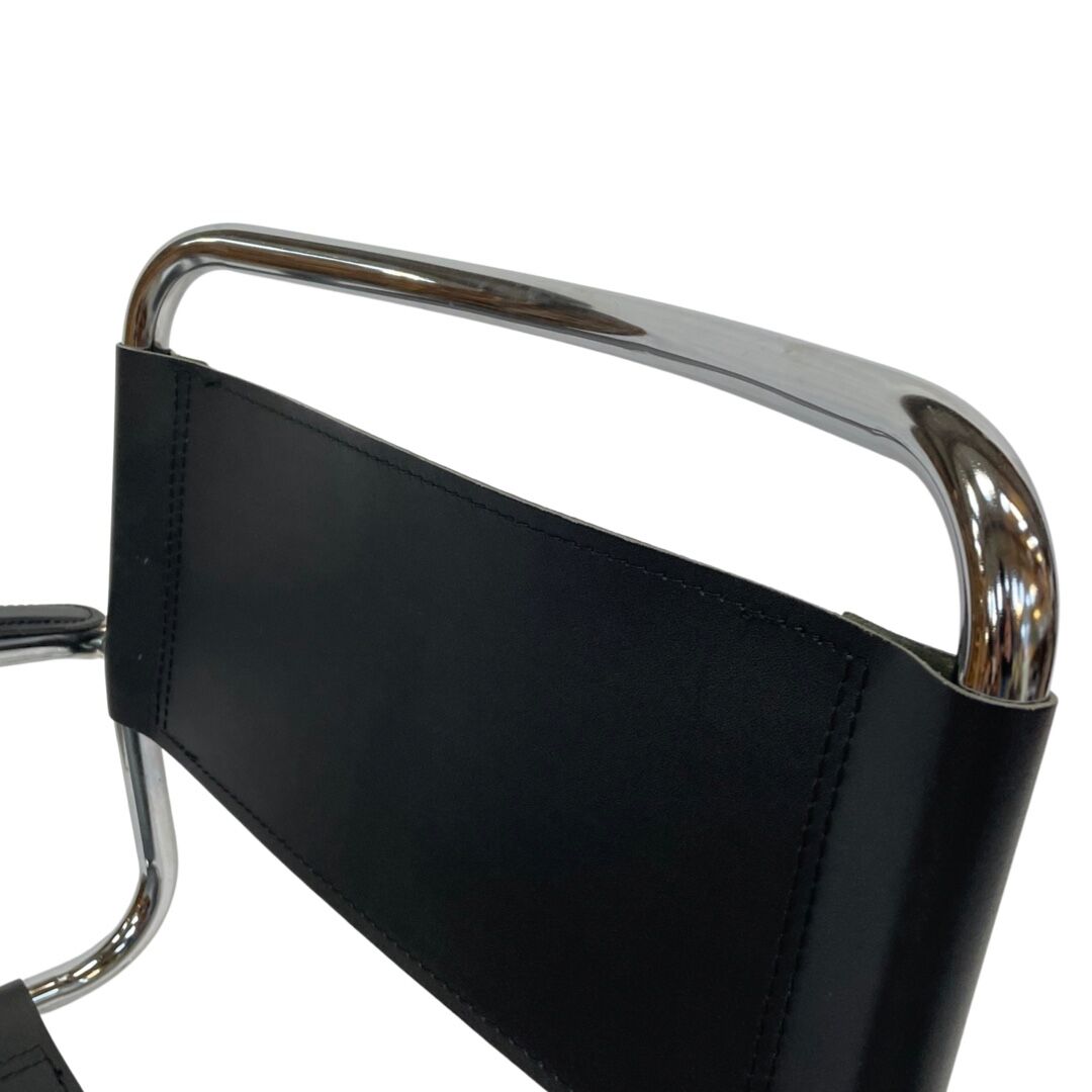 Set of 4 bauhaus cantilever chairs black leather and chrome design