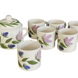 Set of 6 cups and sugar bowl Poteries du Marais