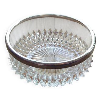 WMF presentation bowl in crystal, silver rim.