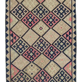 Handwoven vintage anatolian beige runner rug 84 cm x 376 cm