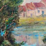 HST painting: "Landscape at the river" signed P. Foreet ec. from the 20th century