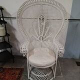 White wicker armchair