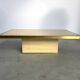 Vintage travertine and brass coffee table, 1970s