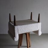 White faux shearling ottoman | 1960s