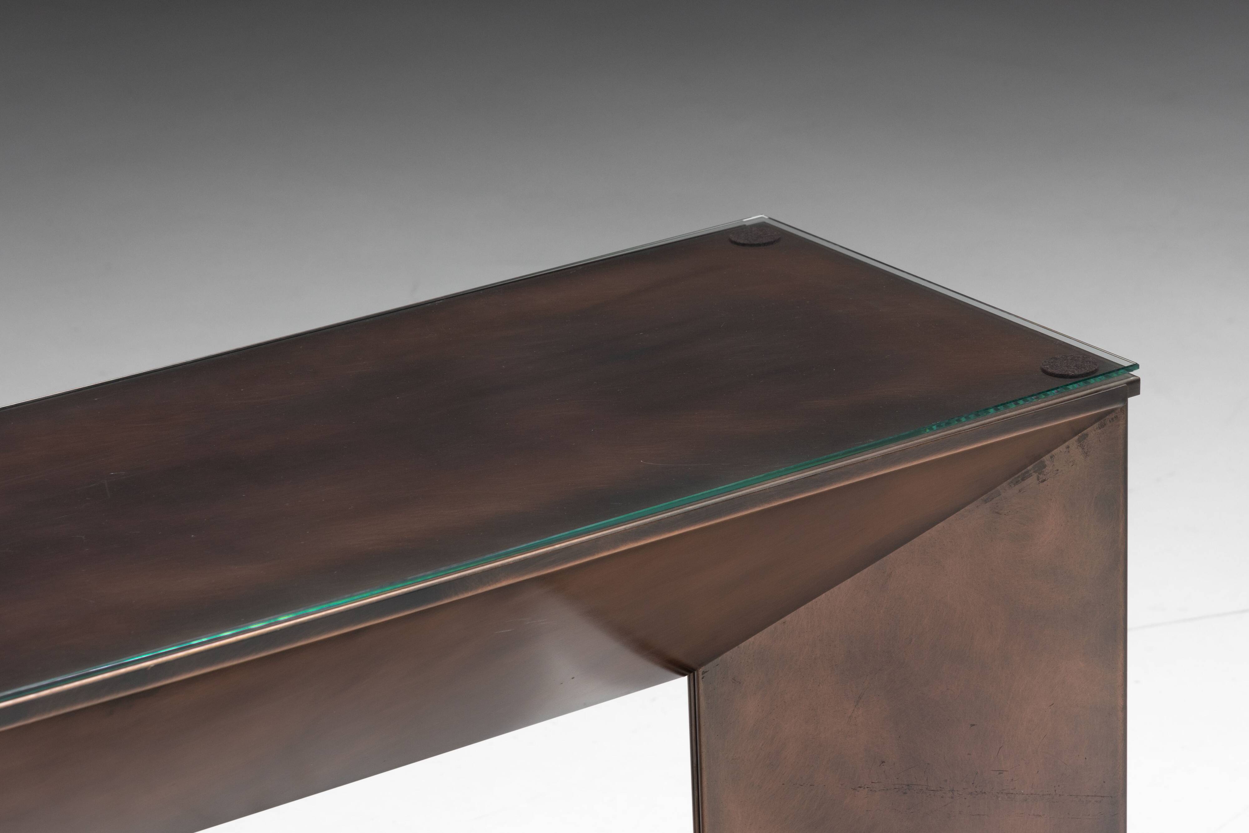 Console en bronze patiné par Belgochrom, Belgique, années 1970