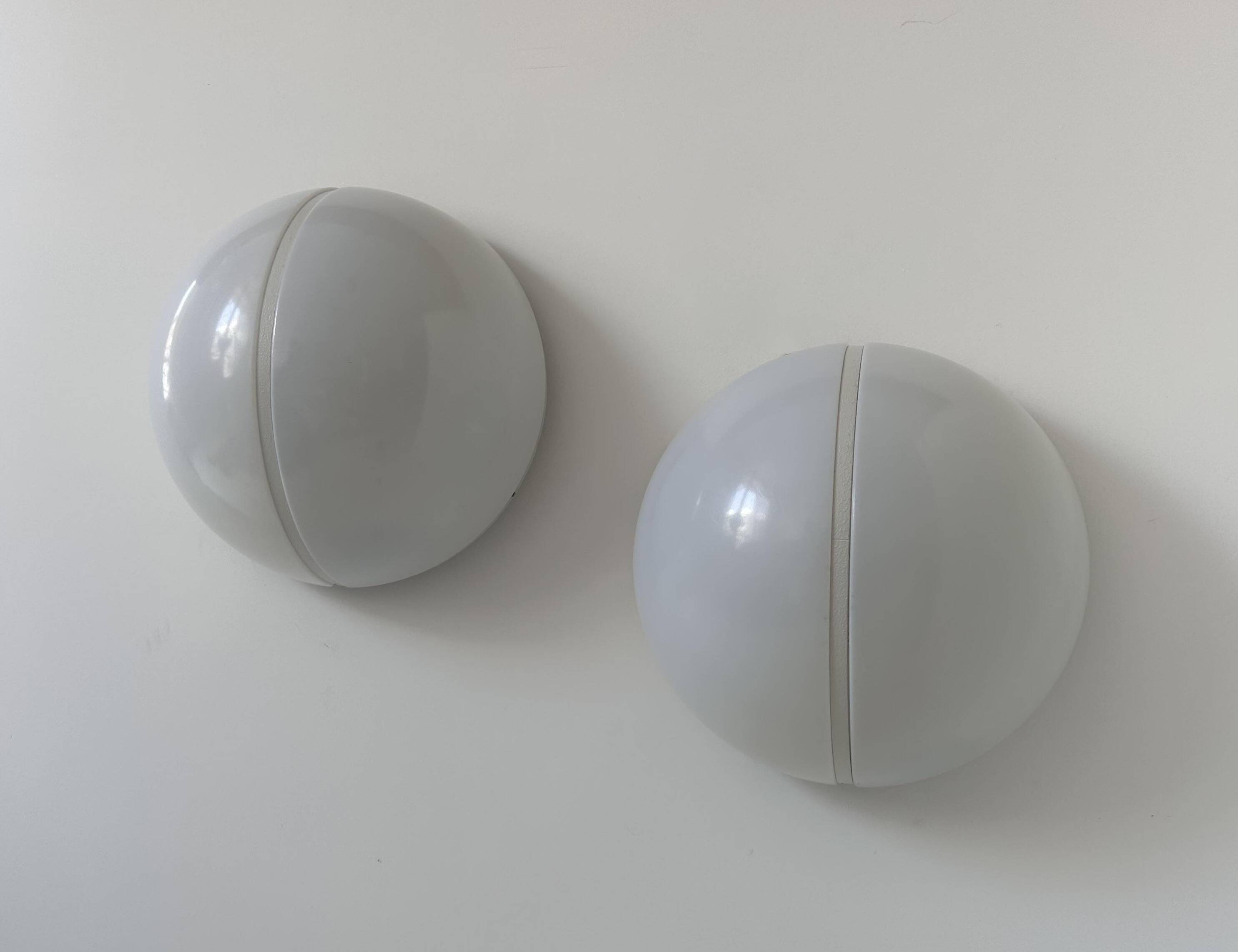 Pair of metal and opal perspex wall lights, Germany 1970