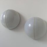 Pair of metal and opal perspex wall lights, Germany 1970