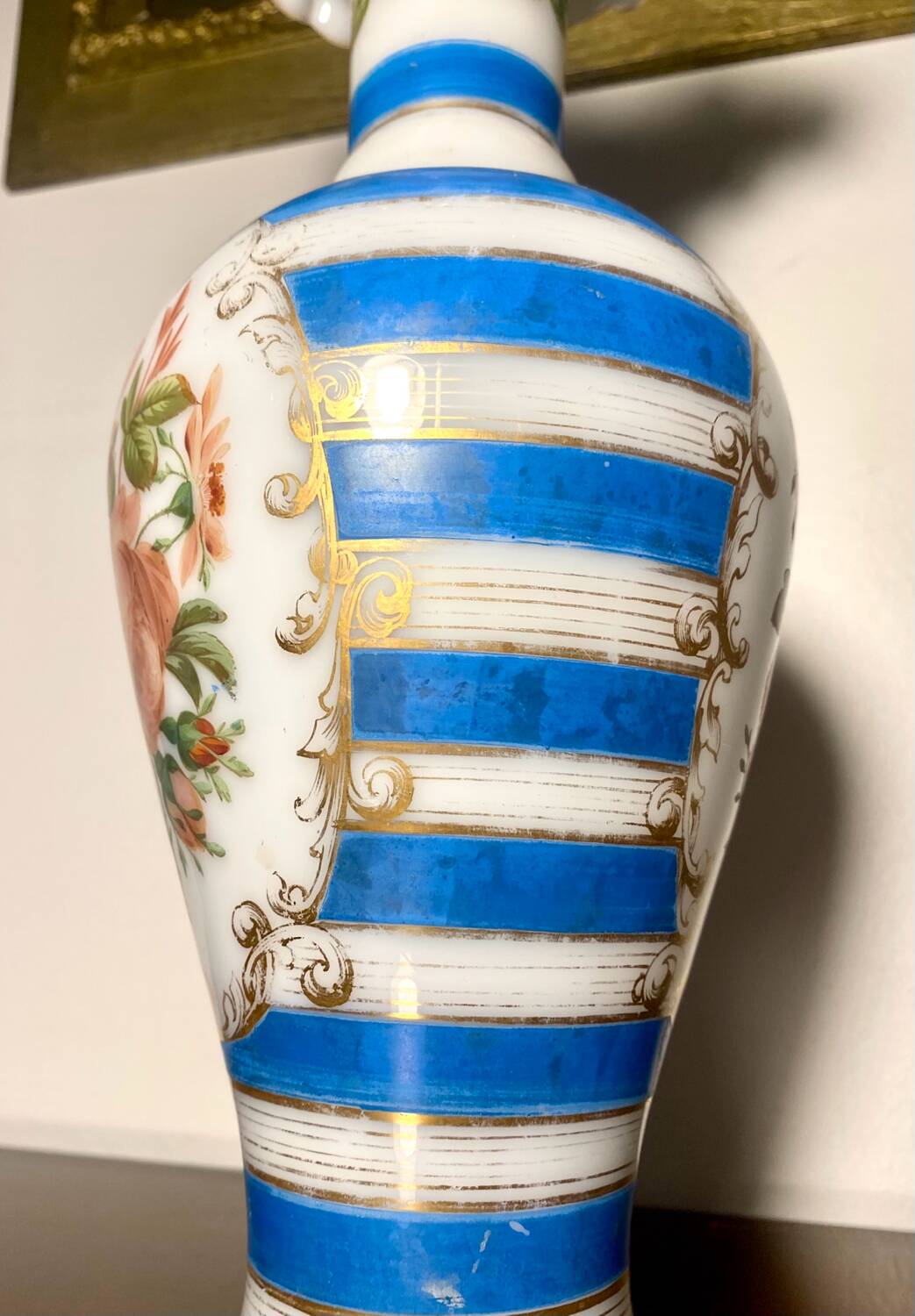 Jean-françois robert baccarat vase opaline peint main