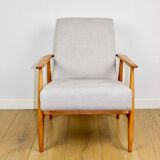 Armchair 'Lis', 1970s, beige light wood, design by Henryk Lis