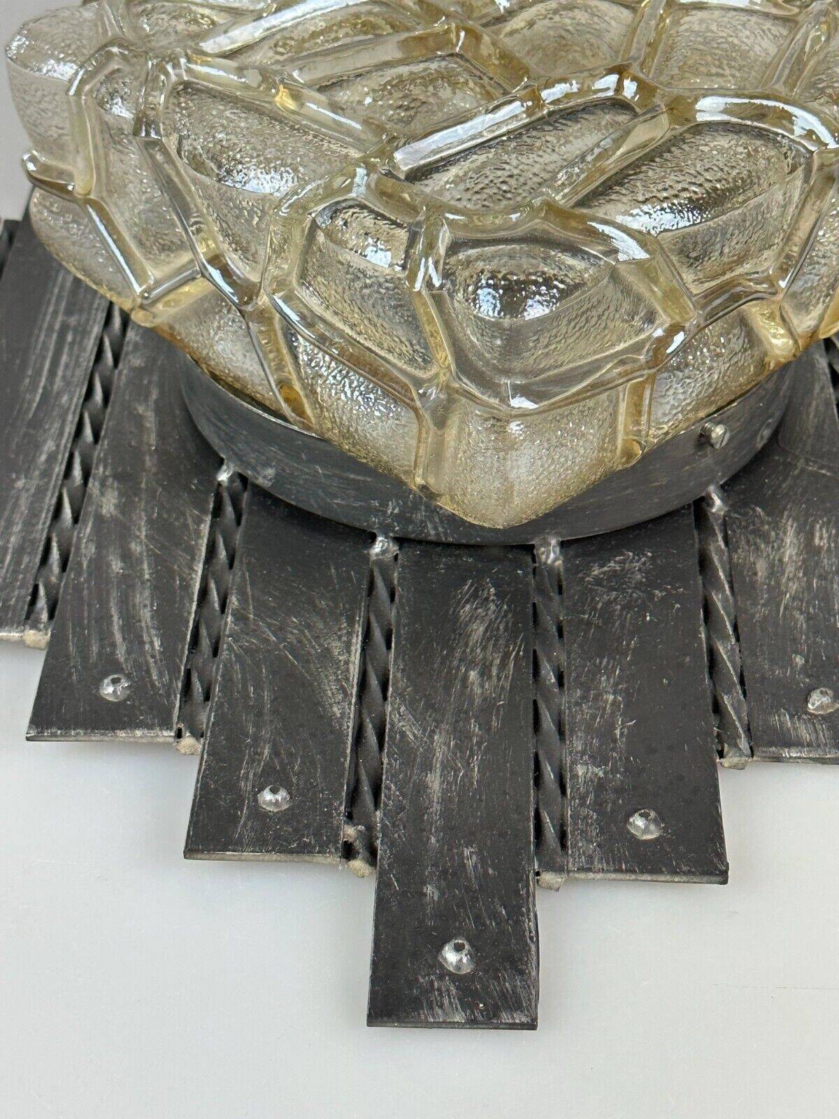 60's 70's Brutalist Wall Lamp Iron & Glass Wall Sconce