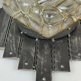 60's 70's Brutalist Wall Lamp Iron & Glass Wall Sconce