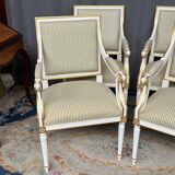 Set of four classic Louis XVI armchairs. Solid wood.