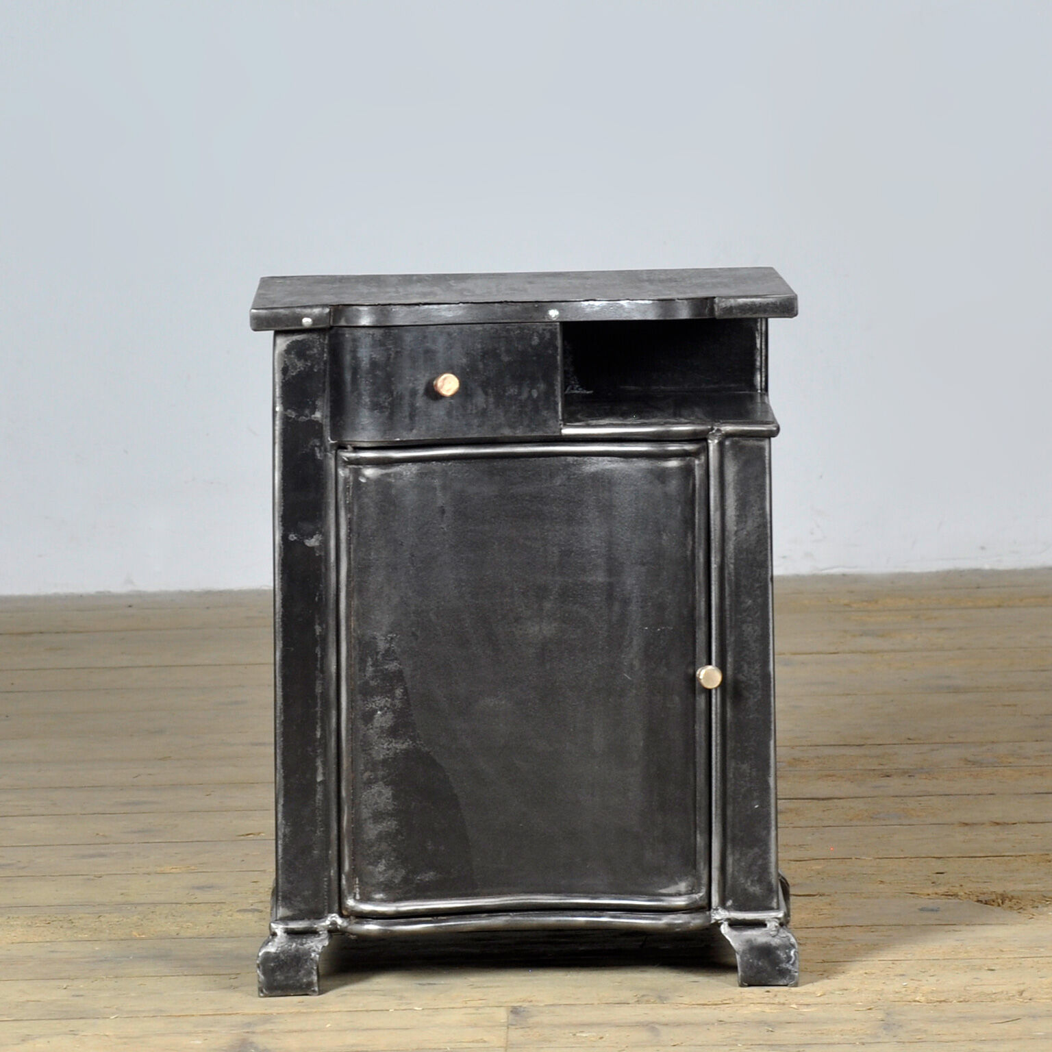 Set of iron bedside tables, circa 1930