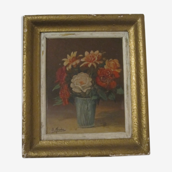 Paint pot flowers signed framework