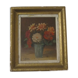 Paint pot flowers signed framework