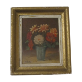 Paint pot flowers signed framework