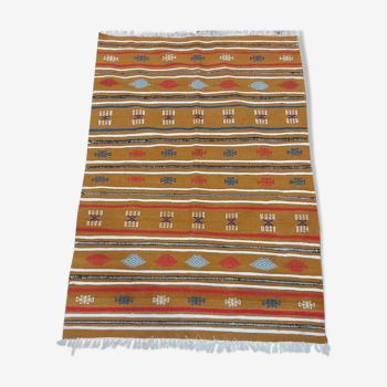 Multicolored hand-woven carpet with Berber patterns  100x140cm