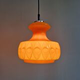 Pair of Space Age pendant lights in orange opaline, Peill & Putzler, 1970