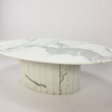 Mid-century italian marble oval coffee table, 1980s