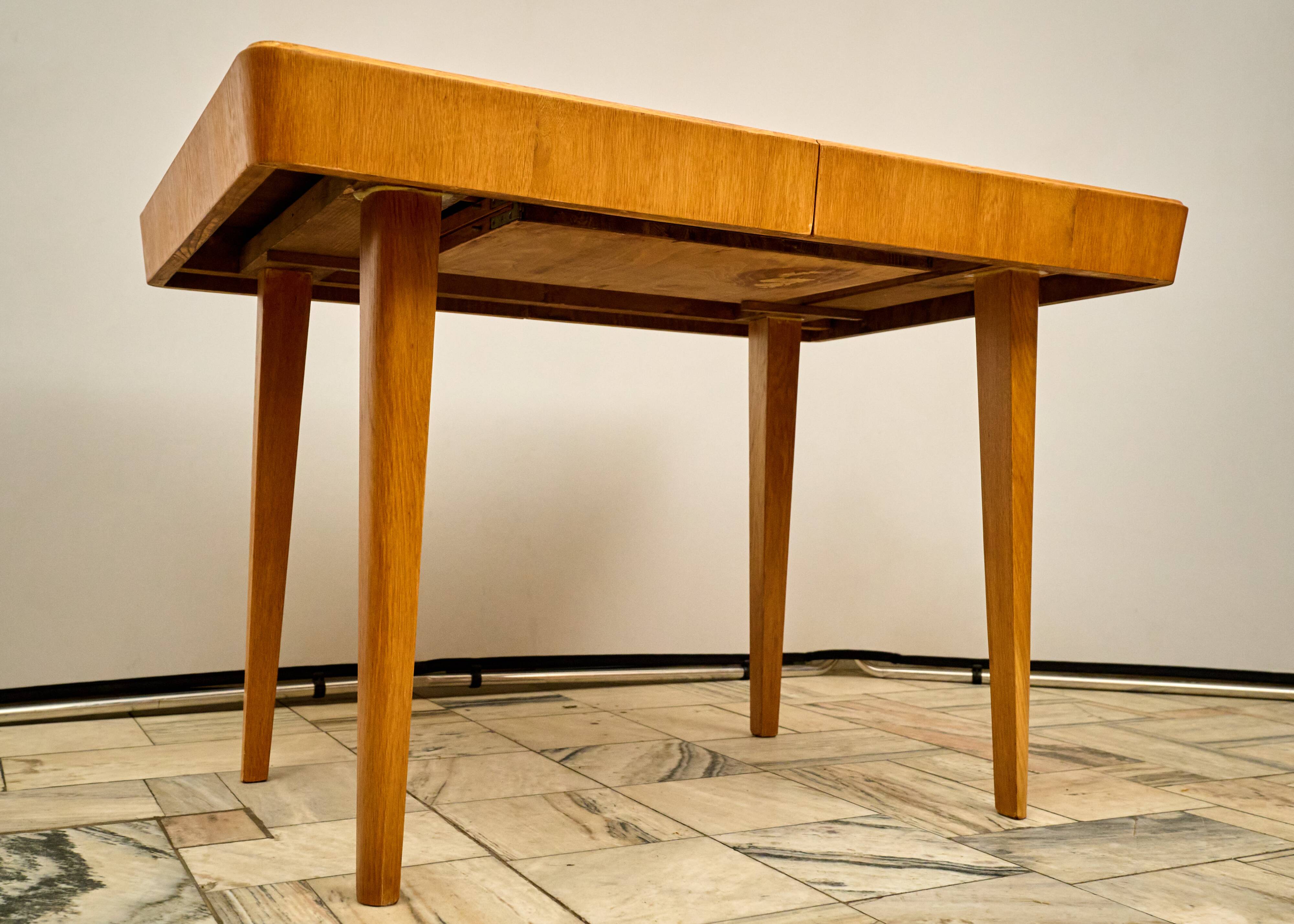 Vintage Extendable Oak Dining Table 1960s Czechoslovakia