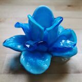 Murano blue blue blown glass flower candlestick
