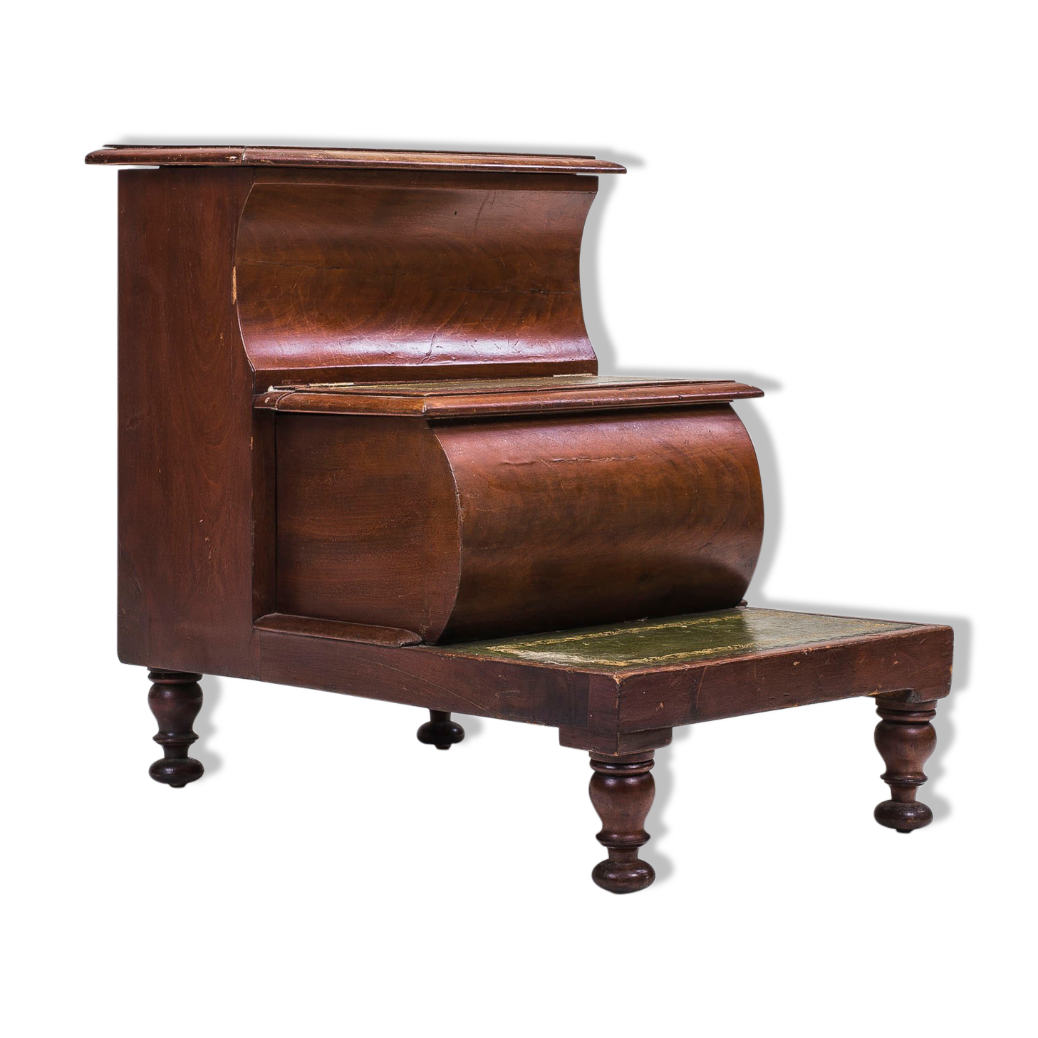 Mahogany compartmental library steps, 1930s