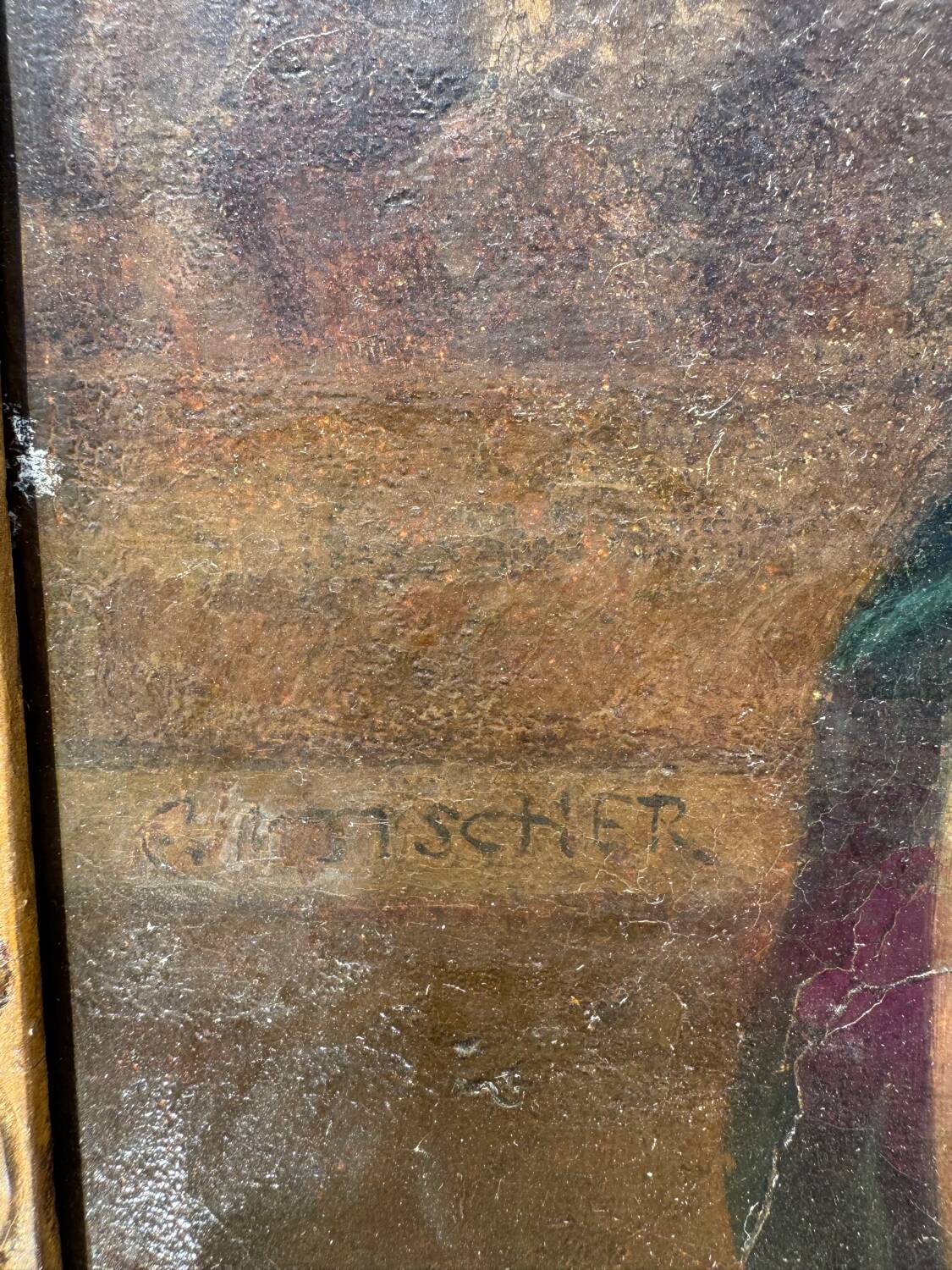 Antique painting, portrait of a gallant woman signed early 18th century