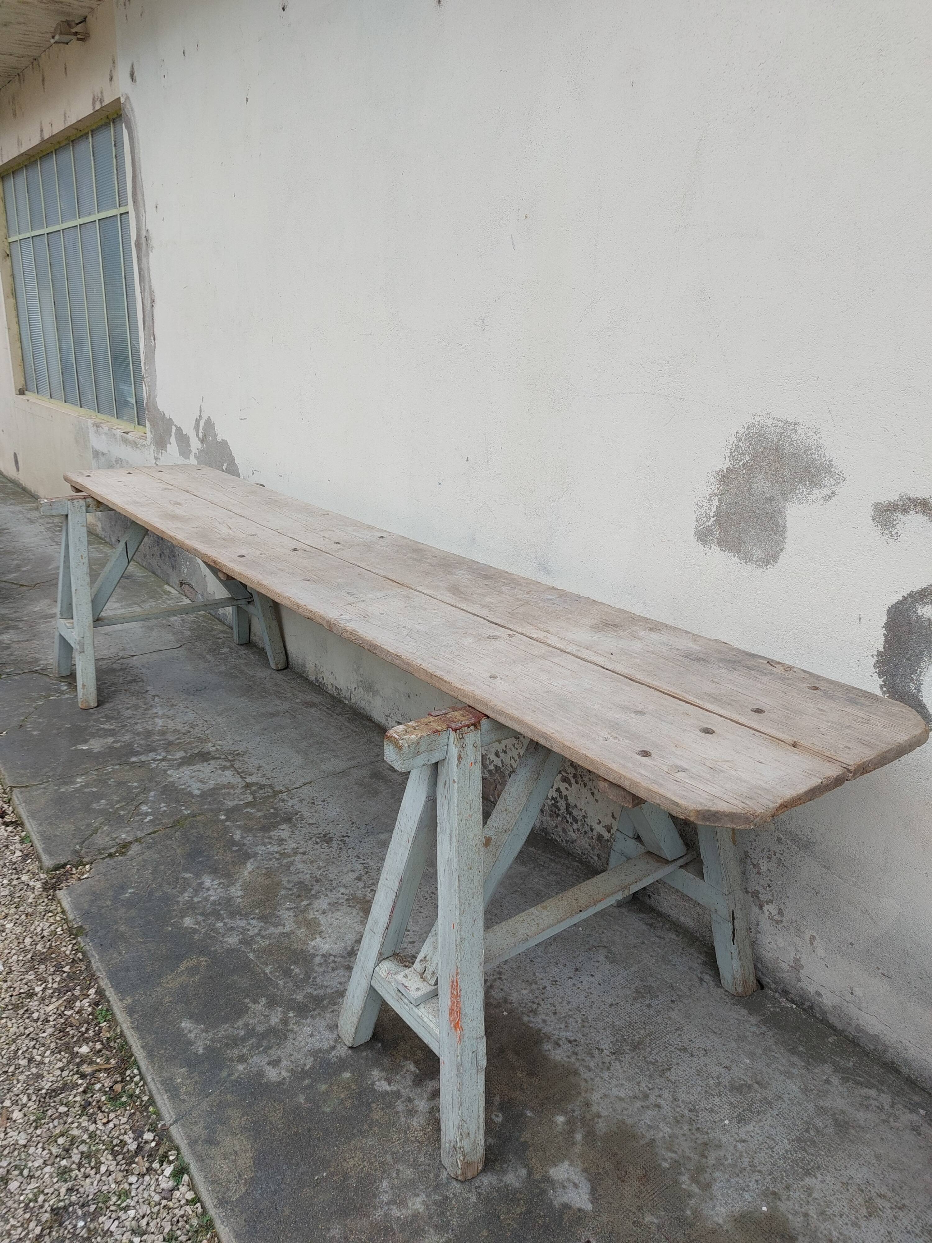 Workshop table in old wood 1950 -3m50