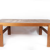 Table basse en teck avec carreaux de design danois, années 1960