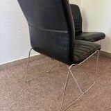 Black leather armchairs, Italian design, 70s (X2)