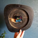 Clock formica vintage asymmetrical silent wall clock "Manufrance pale yellow"