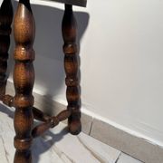 Vintage low stool in solid wood with turned legs – 1950