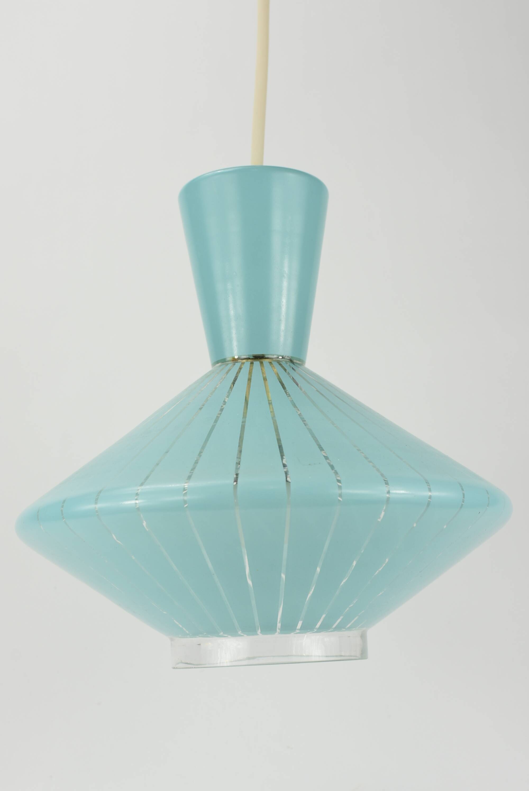 Diabolo-shaped glass chandelier