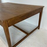 Two-sided oak work table, with 4 drawers