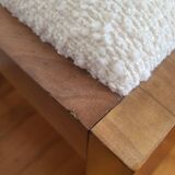 Antique Art Deco piano bench stool rosewood white bouclette fabric