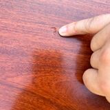 Vintage oval wooden and metal dining table from the 60s and 70s