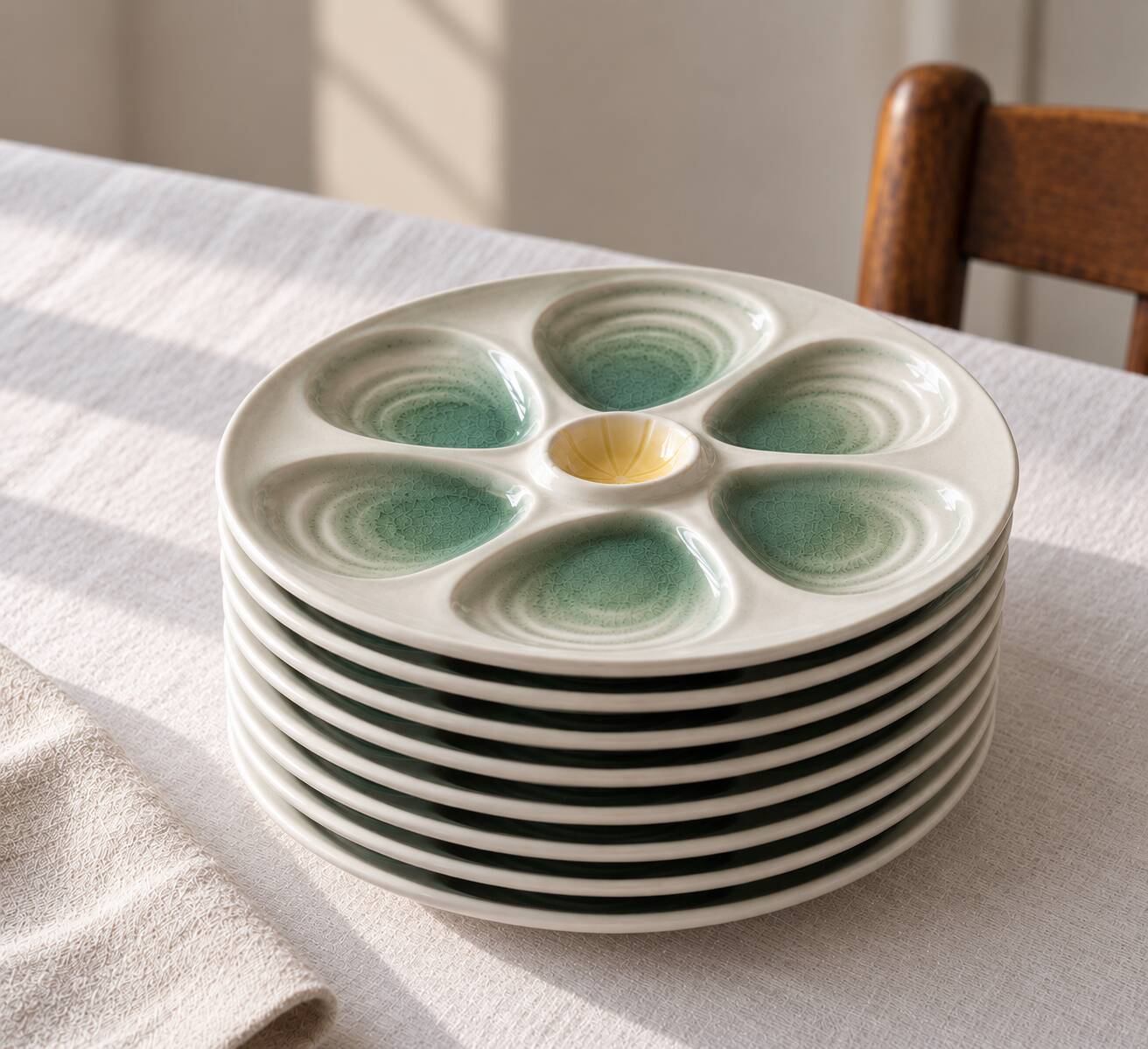 Set of 9 vintage oyster plates Salins France