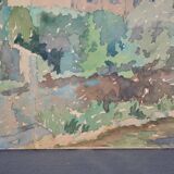 Ecole française XXème siècle "l'église du village" aquarelle, datée 1944