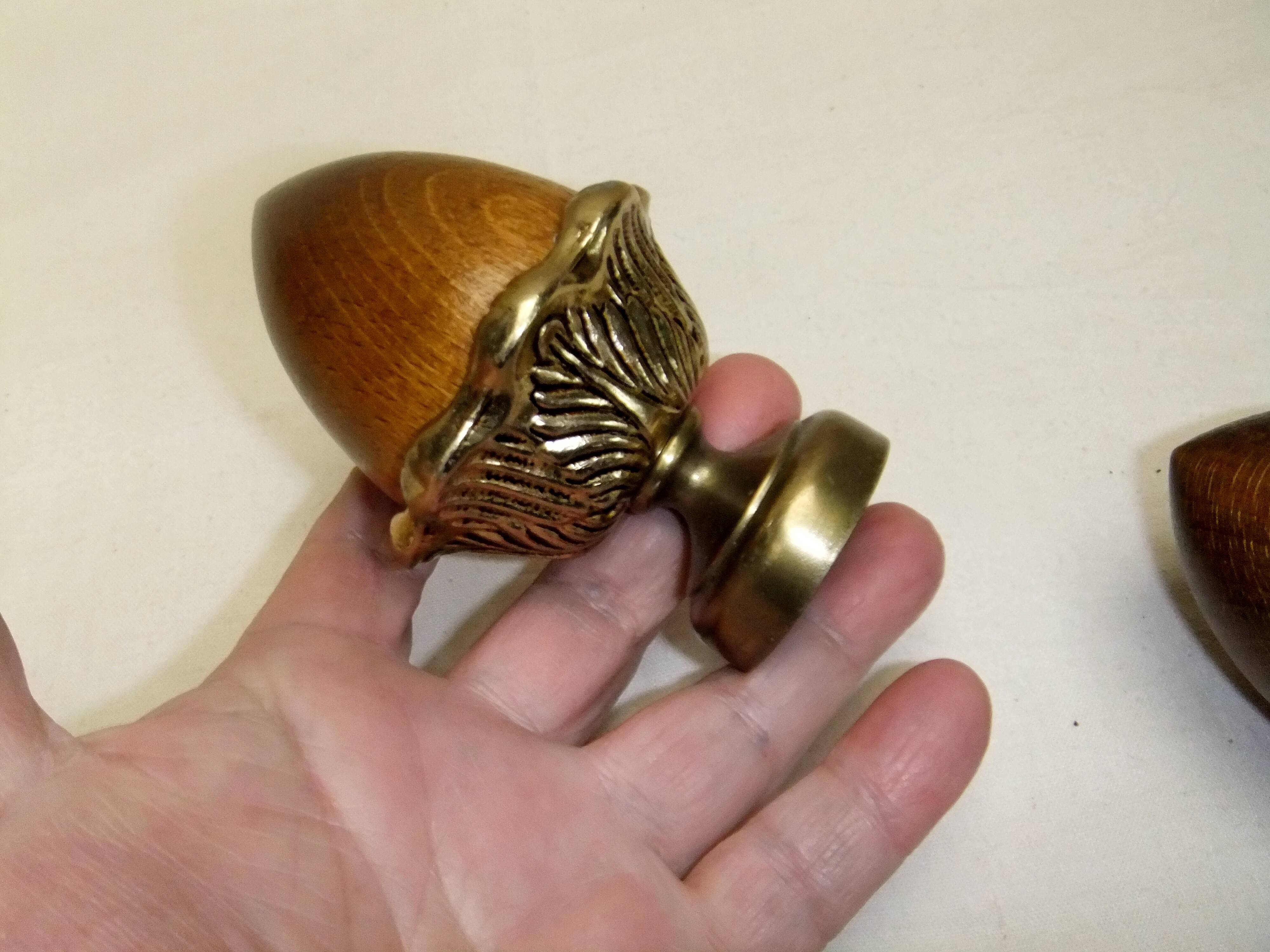 Pine cone bronze wood ornament staircase ball end curtain rod