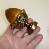 Pine cone bronze wood ornament staircase ball end curtain rod