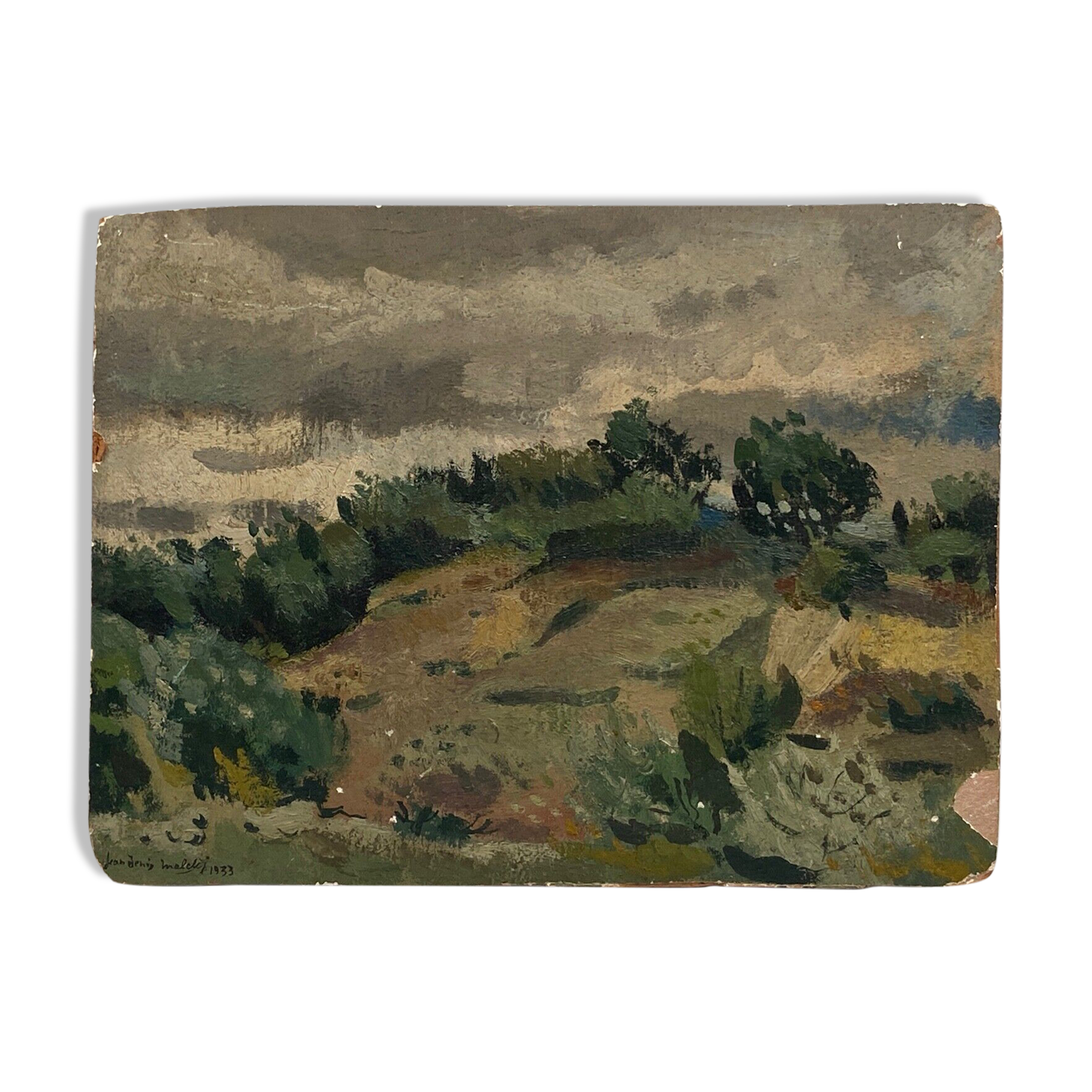 OIL ON CARDBOARD BY JEAN DENIS MALCLES LANDSCAPE 1933