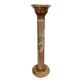 1970' onyx column and gilded bronze corynthian style