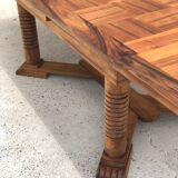 Set table and 4 chairs in walnut 1940