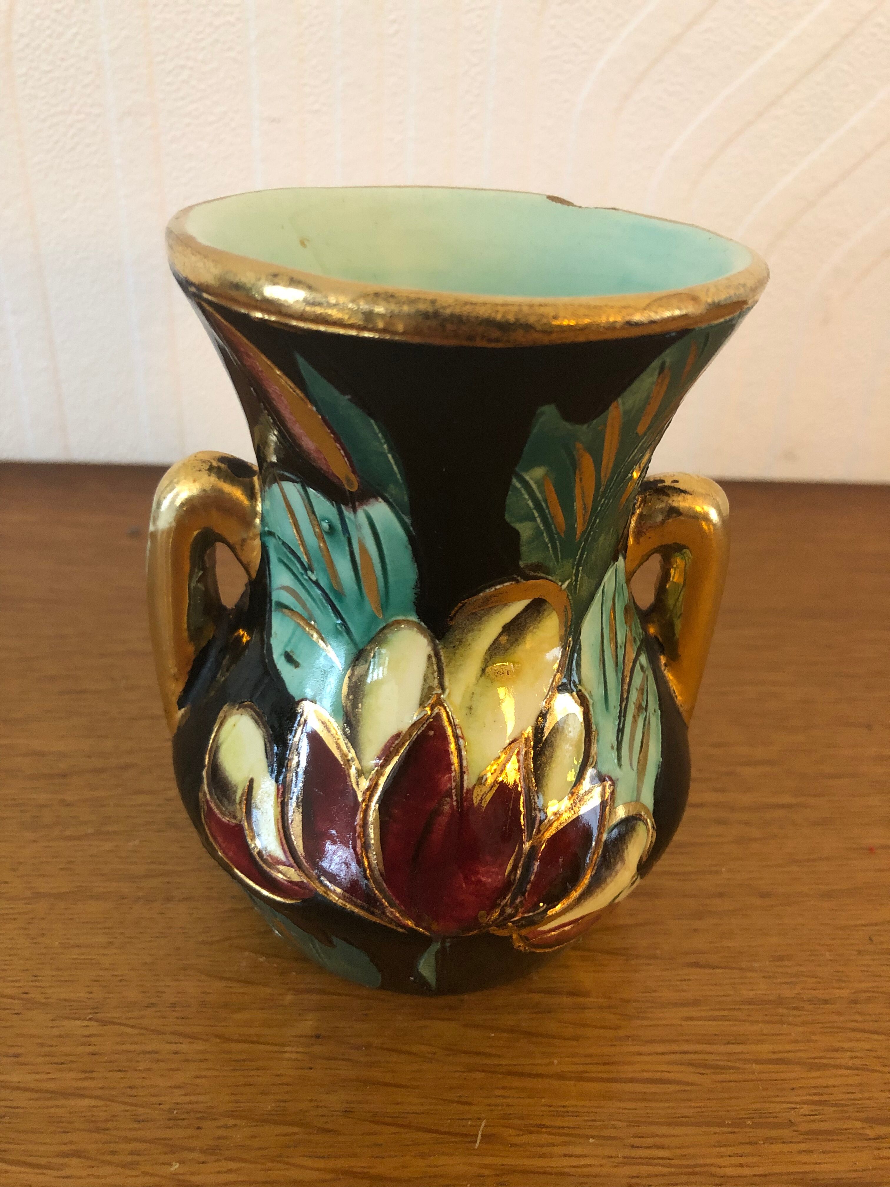 Vase art deco signed vallauris hand decorations
