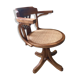 Swivel desk in walnut and rattan